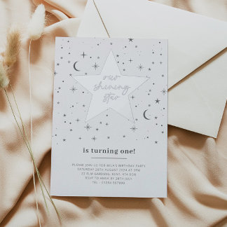 Unser leuchtender Star zum Geburtstag - Silber Folieneinladung