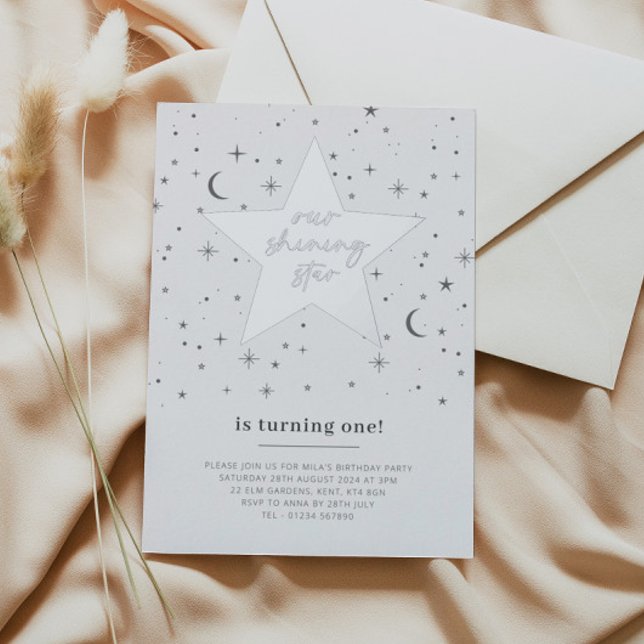 Unser leuchtender Star zum Geburtstag - Silber Folieneinladung (Von Creator hochgeladen)