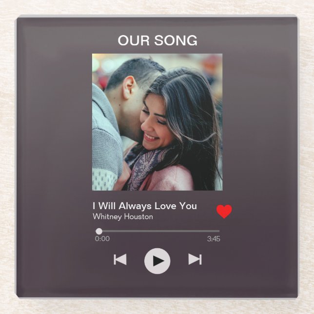 Unser Lieblingslied - Kundenspezifisches Foto  Glasuntersetzer (Vorderseite)