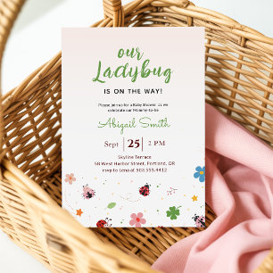 Unser Marienkäfer-Mädchen-Baby-Shower Einladung