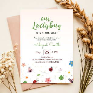 Unser Marienkäfer-Mädchen-Baby-Shower Einladung