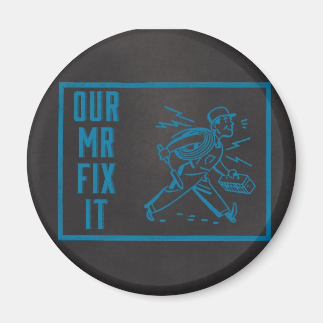 Unser Mr. Fix es Blue Chalkboard Magnet (Vorne)