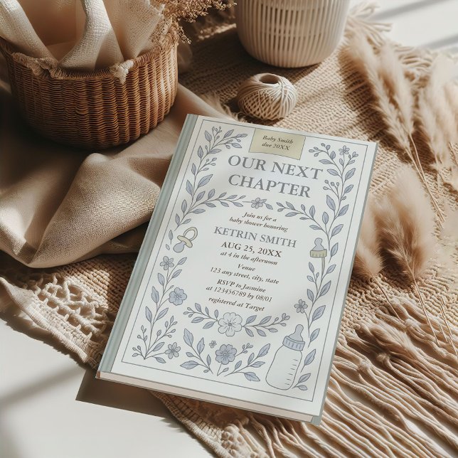 Unser nächstes Kapitel Storybook Kinderdusche Einladung (Our Next Chapter Storybook Baby Shower Invitation)