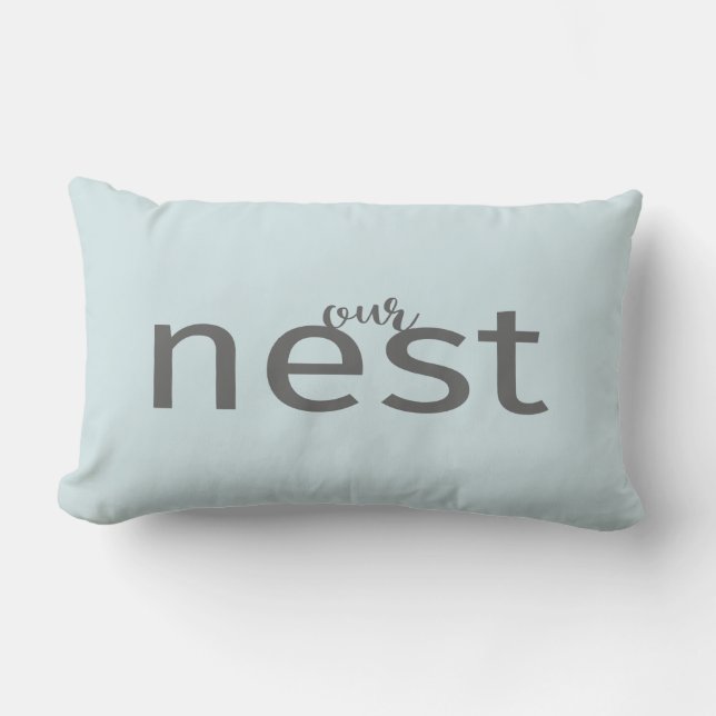 Unser Nest Grautyp Blue Moderne Farm Style Kissen (Vorderseite)