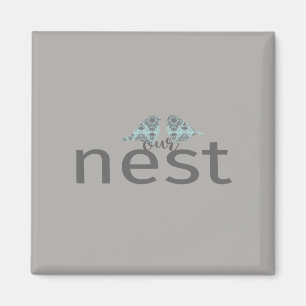 Unser Nest-Text mit zwei Vögeln Magnet