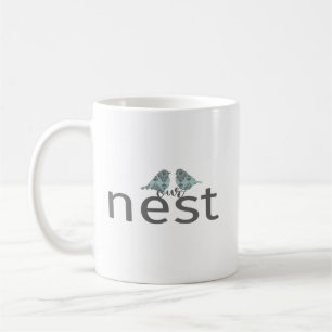 Unser Nest zwei Vögel blau grau Kaffeetasse