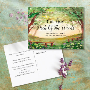 Unser neuer Nacken des Waldes neue Adresse bewegen Ankündigungspostkarte