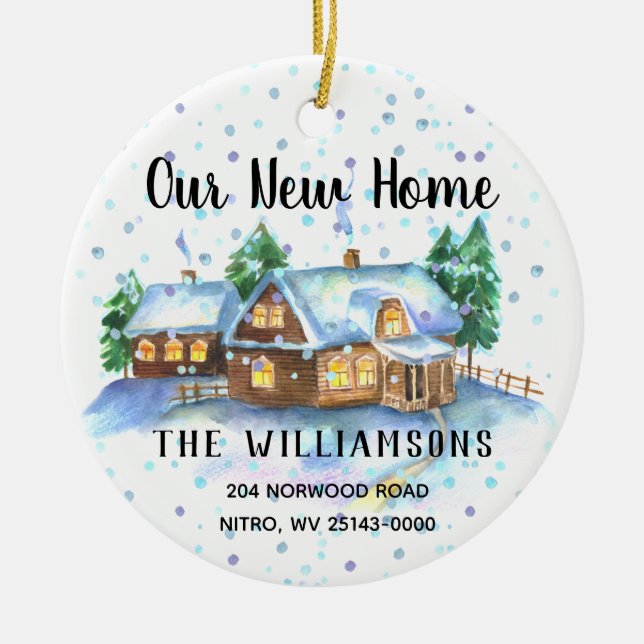 Unser neues Zuhause-Foto "Address Holiday Keepake" Keramik Ornament (Vorne)