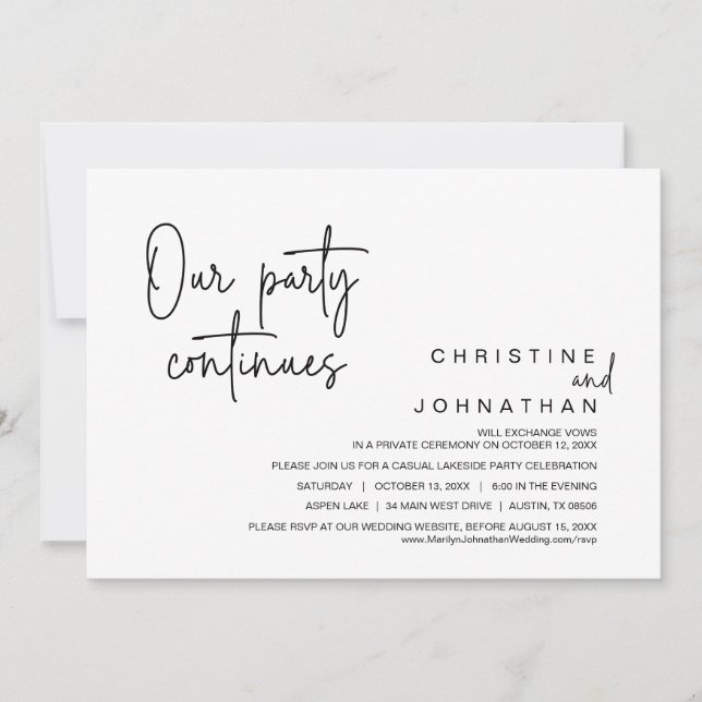 Unser Party geht weiter, Hochzeitsessen Einladung (Vorderseite)