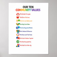 Unser Poster mit zehn Gemeinschaftswerten 8,5x11 –