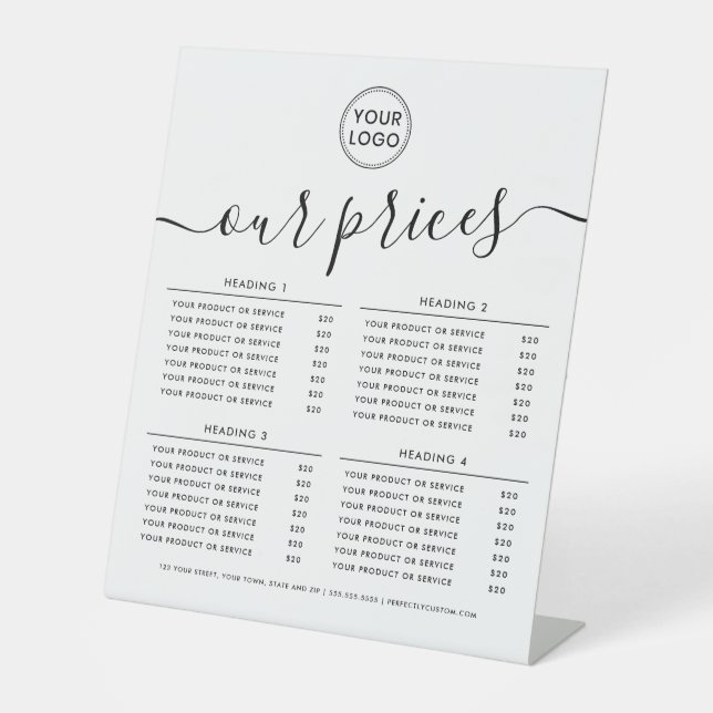 Unser Preislogo Elegantes Preisschild Sockelschild (Vorderseite)