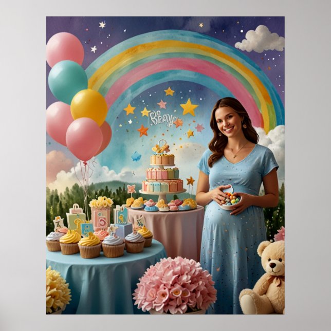 Unser Rainbow Baby kommt in die Gartenlandschaft Poster (Vorne)