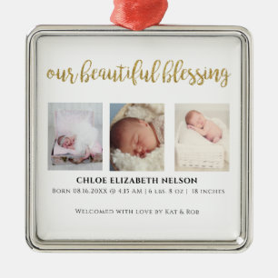 Unser schöner 3-Foto-Gold-Glitzer Ornament Aus Metall