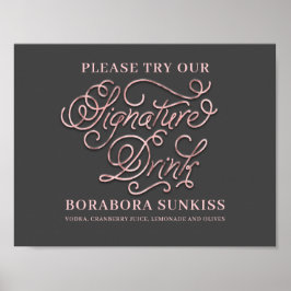 Unser Signature Drink Wedding Bar Sign Poster