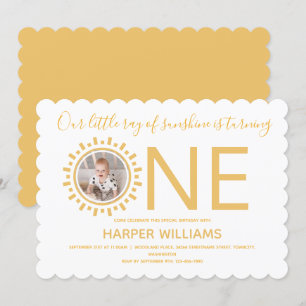 Unser Sonnenschein-Foto-Ray 1. Geburtstag Einladung
