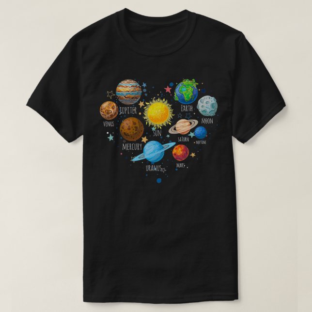 Unser Sonnensystem Planet Science Bildung Space ki T-Shirt (Design vorne)