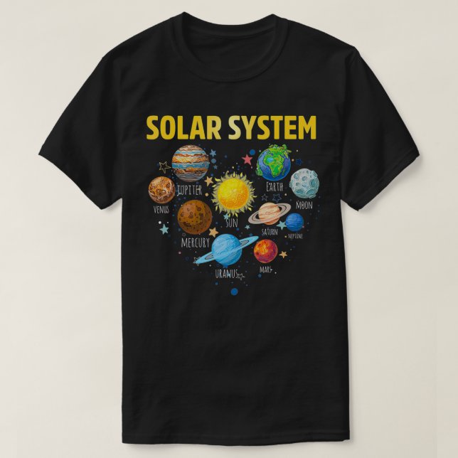 Unser Sonnensystem Planet Science Bildung Space ki T-Shirt (Design vorne)