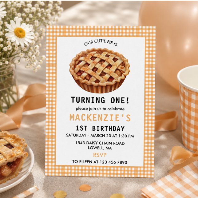 Unser Süsse Pie's 1. Geburtstag Einladung (Our Cutie Pie's 1st Birthday Invitation)