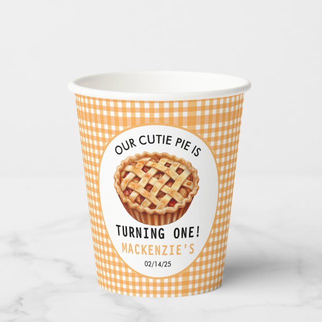 Unser Süsse Pie's 1. Geburtstag Pappbecher (Vorderseite)