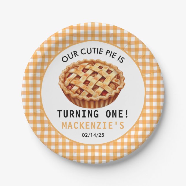 Unser Süsse Pie's 1. Geburtstag Pappteller (Vorderseite)