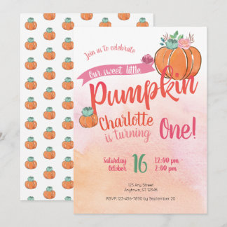 Unser süßer kleiner Pumpkin Erster Geburtstag lade Einladung