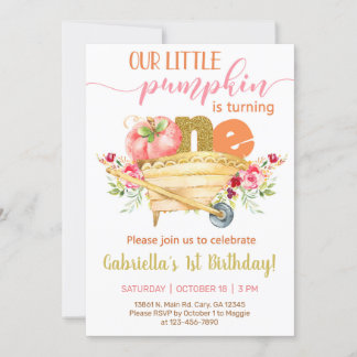 Unser süßer Kürbis zum 1. Geburtstag laden ein. Einladung