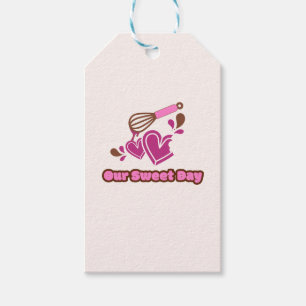 Unser Süßer Tag Braune und Rosa Hochzeitstasche- Geschenkanhänger