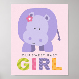 Unser Sweet Baby Girl Lila Hippo Kinderzimmer Poster