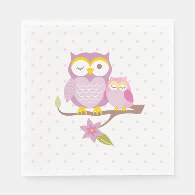 Unser Sweet Baby Girl Owl Baby Dusche Napkin Serviette (Vorderseite)
