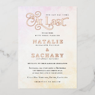 Unser Tag ist bei der letzten Hochzeit Gold gekomm Folieneinladung