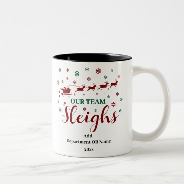 Unser Team Sleigh Weihnachtsgeschenk für Mitarbeit Zweifarbige Tasse (Rechts)