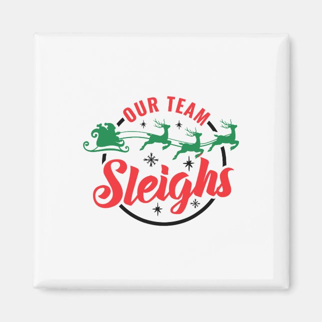 Unser Team Sleighs Weihnachtsfamilie Pajama Xmas H Magnet (Vorne)
