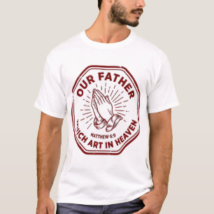 Unser Vater Herrengebet Matthäus 6:9 Roter Stempel T-Shirt