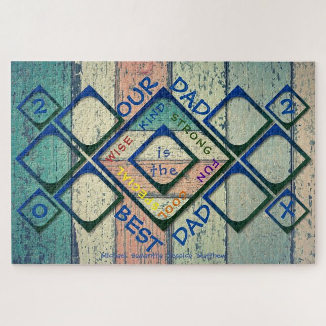 Unser Vater ist die beste Vater-Holzfotografie Puzzle (Horizontal)