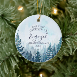 Unser Verlobter Pinienwald zu Weihnachten im Foto Keramik Ornament