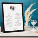 Unser Versprechen für Neuvermählte Hochzeitsstimme Fotoplatte<br><div class="desc">Neuer Herr & Mrs. unser Versprechen Hochzeitstag Gelübde & Foto Sake-Plakette, immer an Ihren besonderen Tag und Ihre Liebe erinnern und einander versprechen. Diese elegante Hochzeitstag-Sake-Plakette besticht durch ein minimales Foto-Layout mit "Unser Versprechen" in eleganter handgeschriebener Schrift. Personalisieren Sie mit Ihren Namen, Hochzeitsdatum und Gelübde für eine besondere Hochzeitsgedächtnis bewahren....</div>
