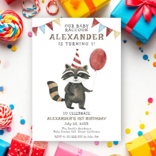 Unser Waschbär-Kind 1. Geburtstag Einladung