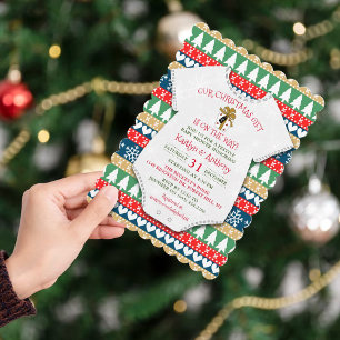 Unser Weihnachtsgeschenk ist unterwegs! Babyparty Einladung