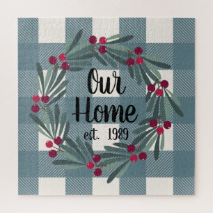 Unser Zuhause-Script Blue/Green Buffalo Karo Keepa Puzzle