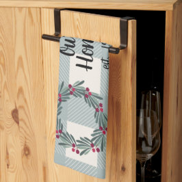 Unser Zuhause Script Blue/Green Buffalo Karo Niedl Geschirrtuch