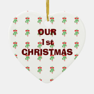 UNSERE 1. CHRISTMAS / MISTLETOS AUF DER GLEICHEN O KERAMIK ORNAMENT