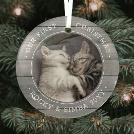 Unsere 1. Weihnachtszeit 2 Haustiere Foto Grau Imi Ornament Aus Glas