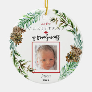 Unsere 1. Weihnachtszeit als Großeltern Kindername Keramik Ornament