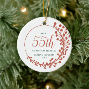 Unsere 55. Weihnachten Verheirateten Personalisier Keramik Ornament