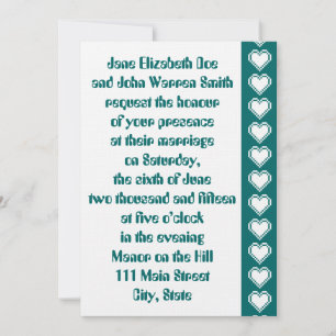 Unsere 8-Bit-Herzen bei Aquamariner Hochzeitseinla Einladung