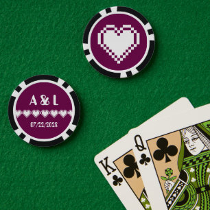 Unsere 8-Bit-Herzen im Wein Pokerchips