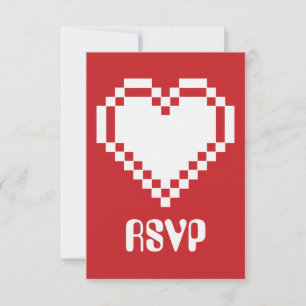 Unsere 8-Bit-Herzen in Cherry-RSVP-Karte RSVP Karte