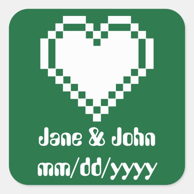 Unsere 8-Bit-Herzen in grüner Aufkleber (Vorderseite)