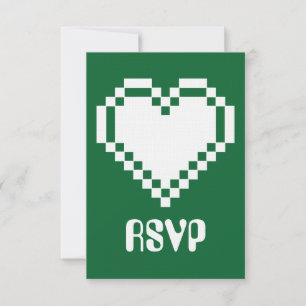 Unsere 8-Bit-Herzen in grüner RSVP-Karte RSVP Karte