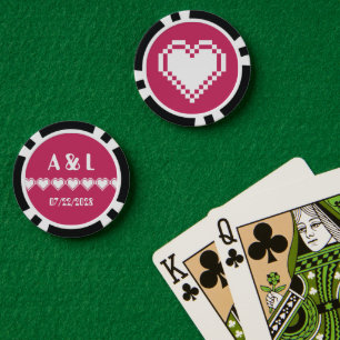 Unsere 8-Bit-Herzen in Himbeere Pokerchips